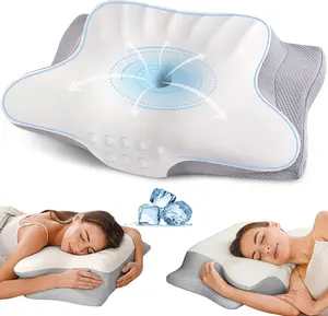 Neck Pillow for Pain Relief - Contour Memory Foam Pillows for Sleeping, Ergonomic Pillow Side Sleeper Pillow for Neck Support, Bed Pillow for Side Back Stomach Sleepers(Grey)