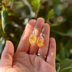 Raw Citrine Drop Earrings, November Birthstone, Natural Crystal Earrings, Dangle Crystal Earrings, citrine earrings, citrine jewelry