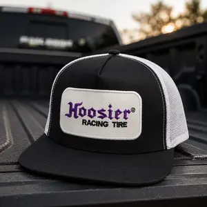 Hoosier Racing Tire Trucker Hat, Black White Mesh Snapback Cap, Racing Patch Hat, Drag Racing Gift, Motorsport Fan Adjustable Cap, Race Day Hat, Car Enthusiast Gift