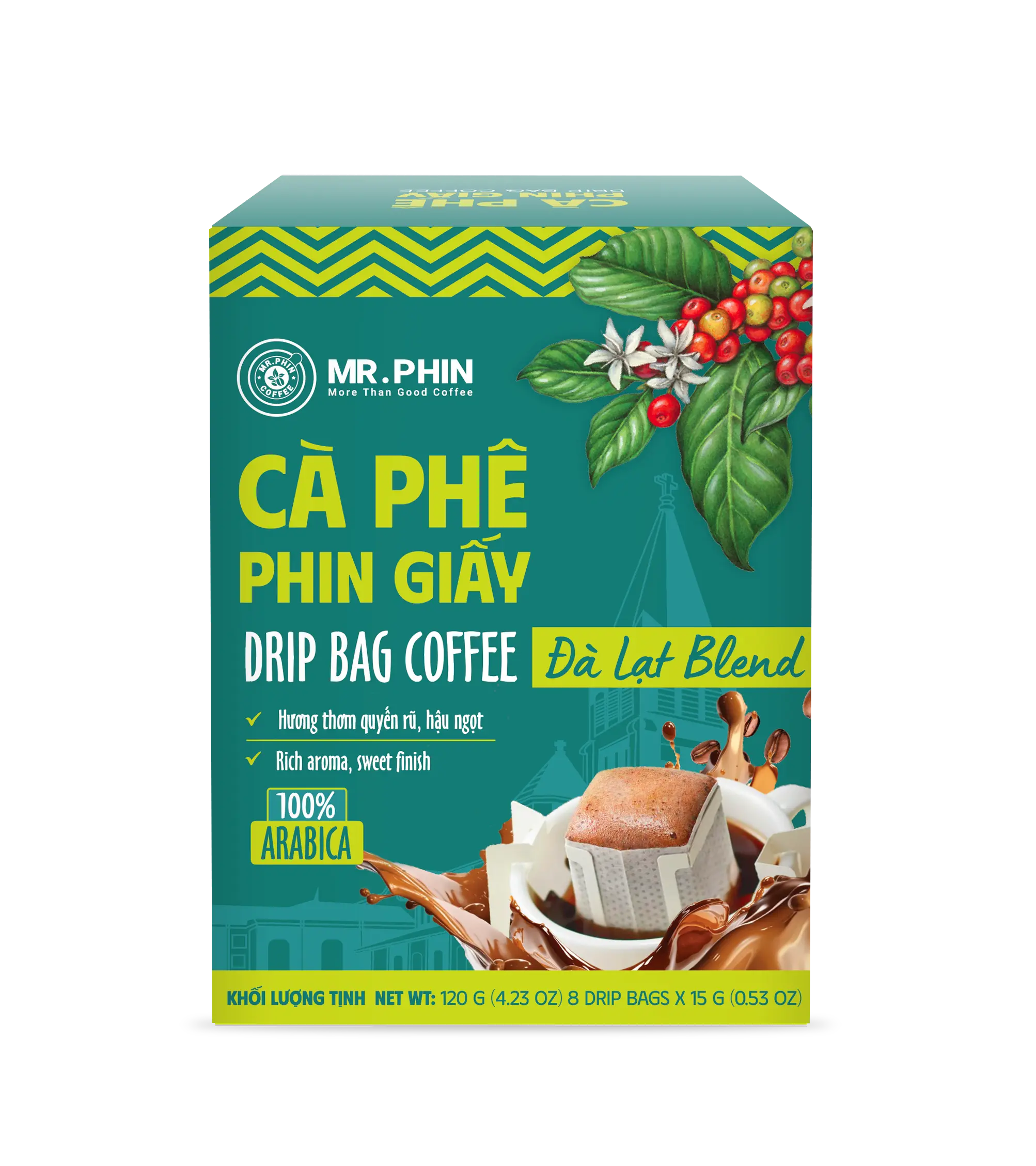 DRIP BAG COFFEE, DA LAT BLEND - 100% Pure Arabica - Premium Pour Over Coffee, Smooth Instant Barista Quality Single Serve Specialty Coffee