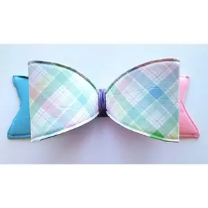 Pastel Plaid Easter Spring Large Fabric Bow