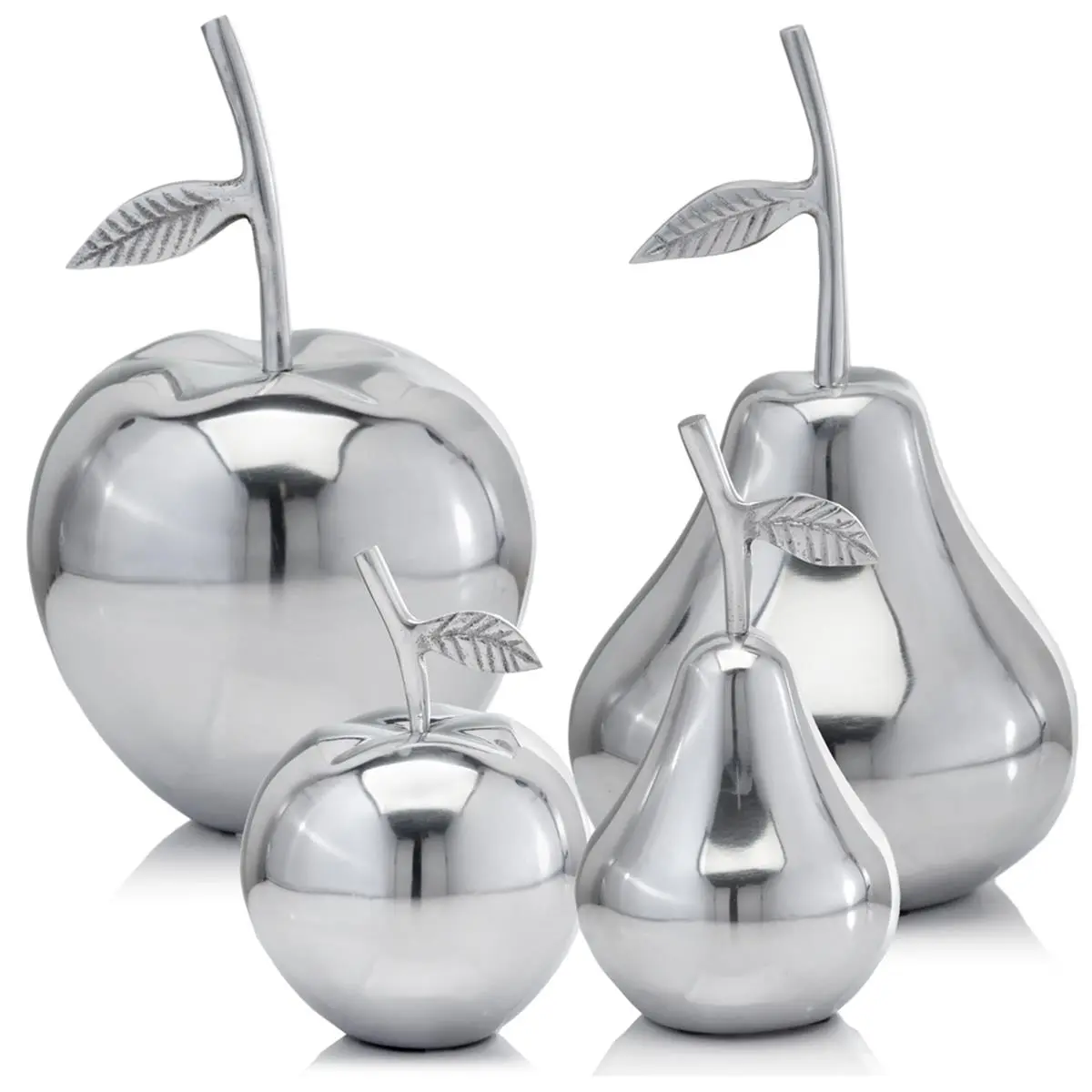 HomeRoots 354681 Cast Metal Aluminum Pear Shape Accent Decor, 4x4x6.5" Buffed Small Polished Figurine