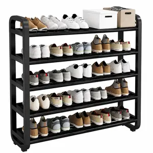 5-Tier Shoe Rack Organizer for Entryway, Large Capacity Shoe Storage Shelf with Modern Metal Frame, Space Saving Shoe Stand for Closet, Bedroom, Hallway & Apartment, Sturdy Multi-Layer Shoe Organizer