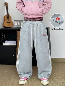 Unisex casual street style, West Coast-inspired athletic pants, Activewear, simple “Los Angeles” heart embroidery pattern, stylish, suitable for everyday wear, fashionable outfits, back-to-school season, outdoor leisure, sports, holiday gifts