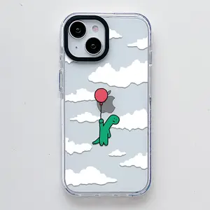 Cute Dinosaurs Escaping the Planet Scratch Resistant Shockproof Protective Cover Clear Soft Phone Case for iPhone 16 15 14 13 12 11 Pro Max Plus Funny