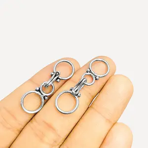 Silver Overlay Over Copper Clasp Hook from India – Handcrafted Oval Hook Jewelry Connector