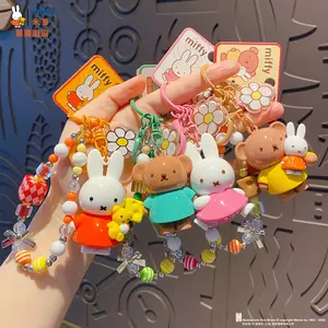 Miffy doll keychain, pendant, creative DIY beads, couple's keychain, backpack decoration