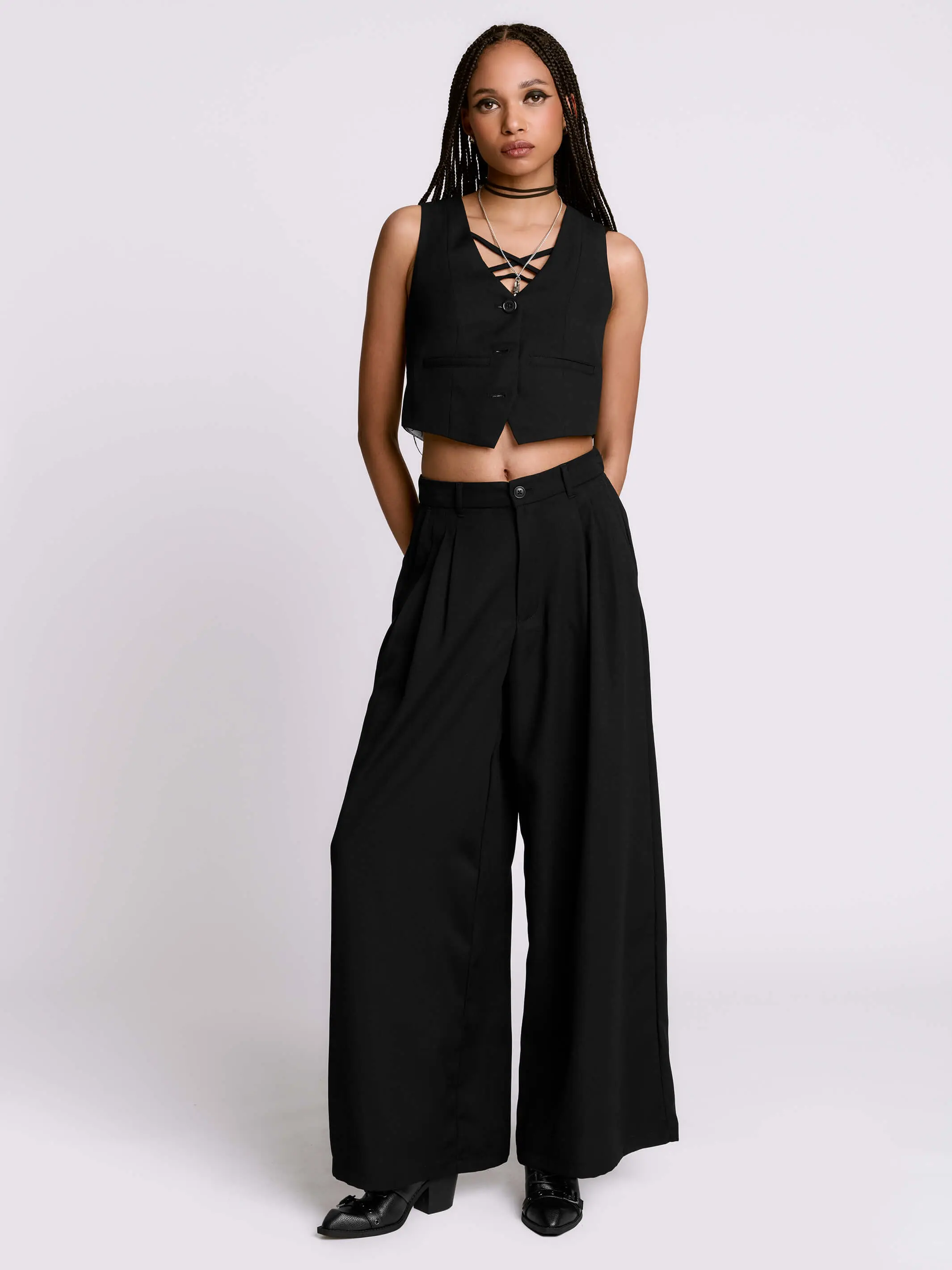 Wide Leg Corporate Goth Trouser Wide Leg Corporate Goth Trouser