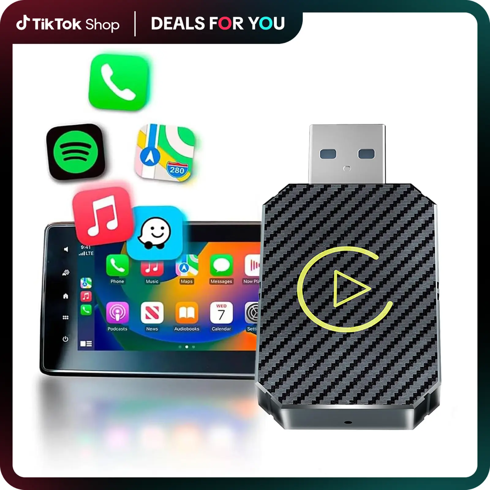 2-in-1 Car Wireless & Carplay Wireless Adapter - Plug and Play for AA & Carplay, USB C/A, Only suitable for 98% of cars with CarPlay from 2016 and lat