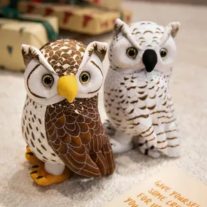 Simulation Night Owl Plush Toys Cute Snow Owl Stuffed Animal Natural Bird Plushie Wildlife Soft Dolls Educational Gifts Birthday