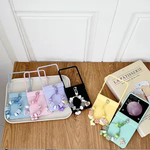 Jellyfish-colored phone case Cover with hinge, equipped with a bracelet. The hard PC back panel protects the phone case. Suitable for Samsung Galaxy Z Flip7, Z Flip7FE, Z Flip6, and Z Flip5