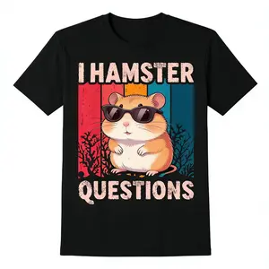 Colorful Retro Hamster Graphic TShirt for and Teens Casual Short Sleeve Summer Top with Bright Design Round Neck Comfortable Stretch Cotton Tee
