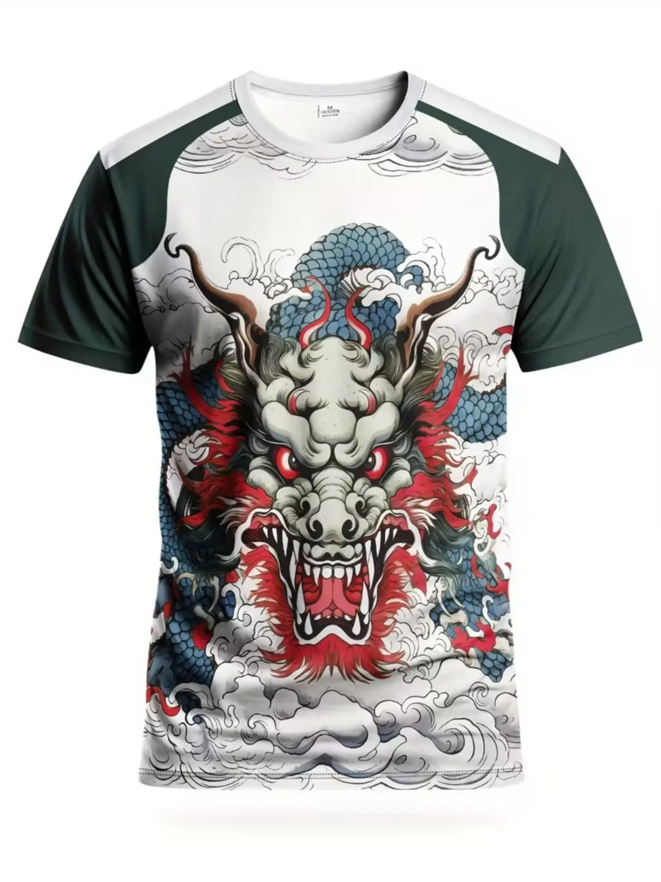 Men's Dragon Pattern Football Jersey, Round Neck Comfortable Sport Top, Casual Short Sleeve, Spring Summer Fall Wear