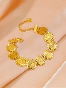 Ancient Coin Hand Chain Bracelet, Copper Plated Tennis Jewelry, Perfect Gift for Girlfriend, Friends, Valentine's Day, Charms Bracelet, South Asian Hand Chains