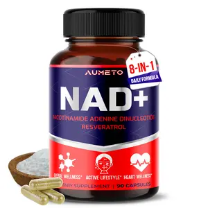 Aumeto NAD+ Complex — 8-in-1 Cellular Energy Support with Resveratrol — 90 Vegan Capsules, Non-GMO, 1-Per-Day