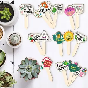 15-Piece Wooden Plant Markers – Labels for Succulents, Flowers, Greenery, and Bonsai; Suitable for Indoor, Outdoor, and Patio Use (Wooden Stakes)
