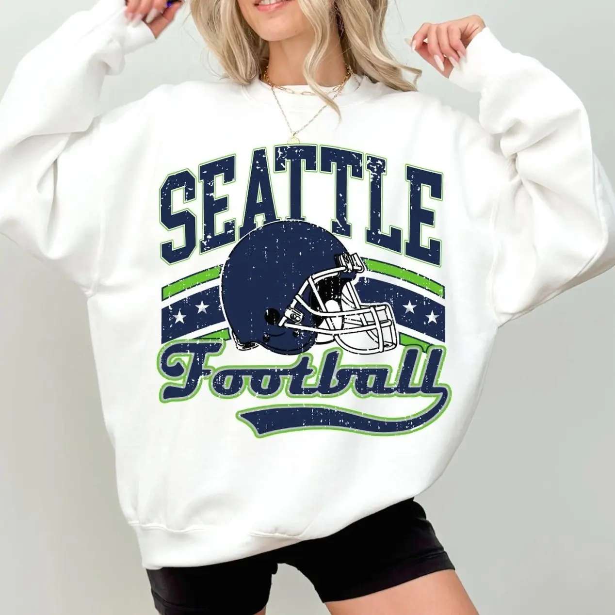 Vintage Seattle  Football Sweatshirt - Retro Fan Gift