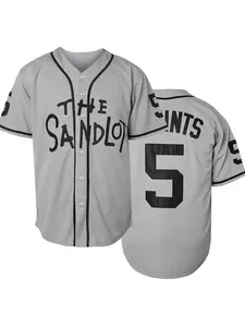90s Sand Legend movie baseball jersey, classic # 5 Squints embroidered retro button cardigan, suitable for movie enthusiasts and retro trend followers to collect Movie Jersey