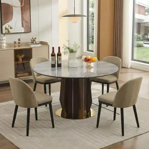 GAOMON Modern Dining Chairs Set of 4, Linen Upholstered Dining Chair with Wood Legs,Ergonomic High Backrest,Kitchen Side Chairs with Thick Padded Seat for Kitchen,Living Room,Restaurant,Camel