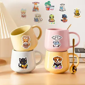 56 Non-Repeating Small Animal Reading English Text Stickers, Decorative Water Bottle & Notebook Decals, Perfect for Kids' Gifts