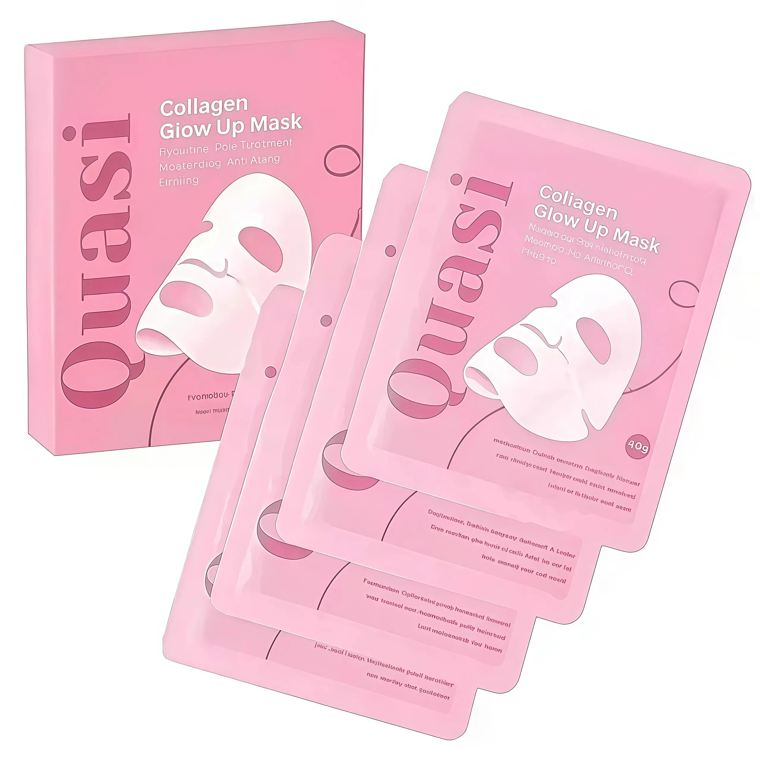 Quasi Collagen Glow Up Mask 2.0 - Brightening BioCollagen Face Mask for Firming Skin, Deep Hydration, Wrinkle Reduction, Pore Minimization & Glass Skin Effect
