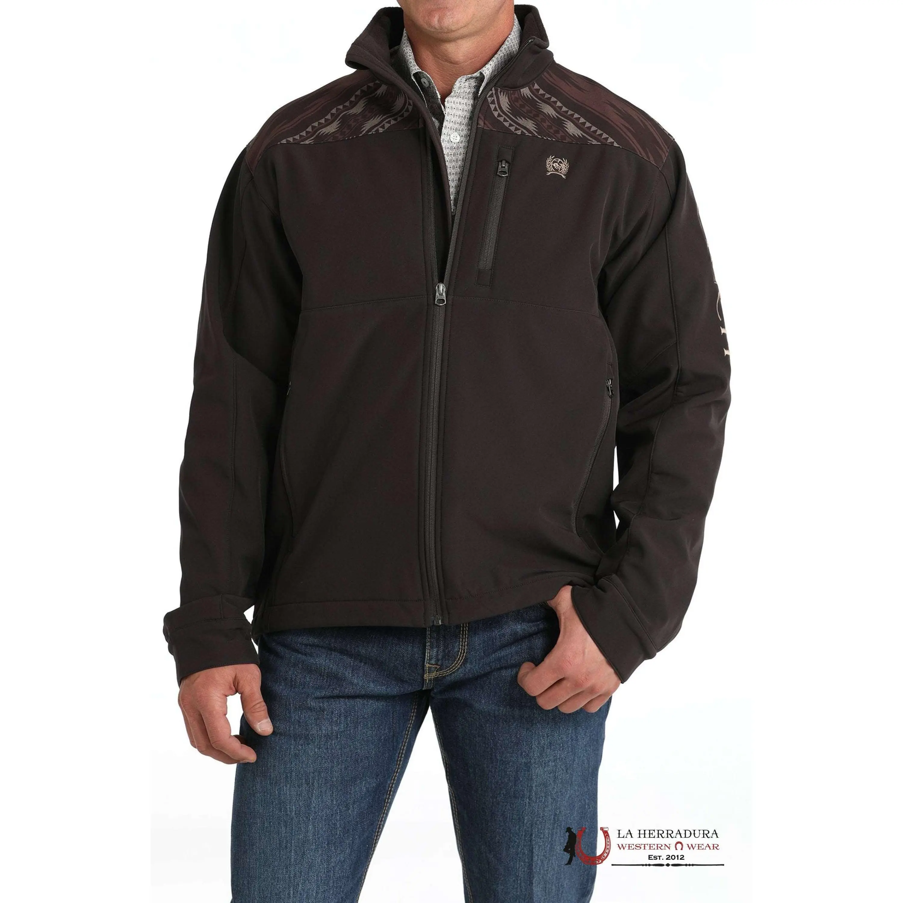 CINCH MENS BONDED JACKET BROWN AZTEC TOP MWJ1583008