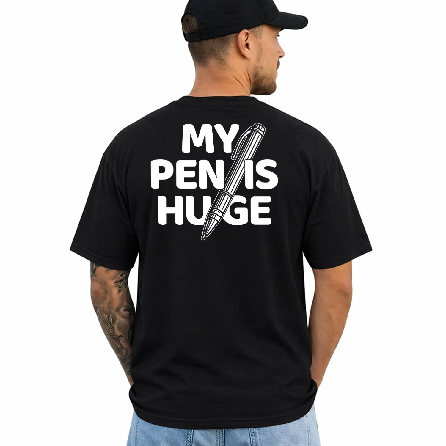 My Pen Is Huge, Short Sleeve Printed Graphic Shirt, Daily Menswear