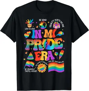 100% Cotton In My Pride Era LGBT Rainbow Flag Pride Month LGBTQ Gay Les T-Shirt