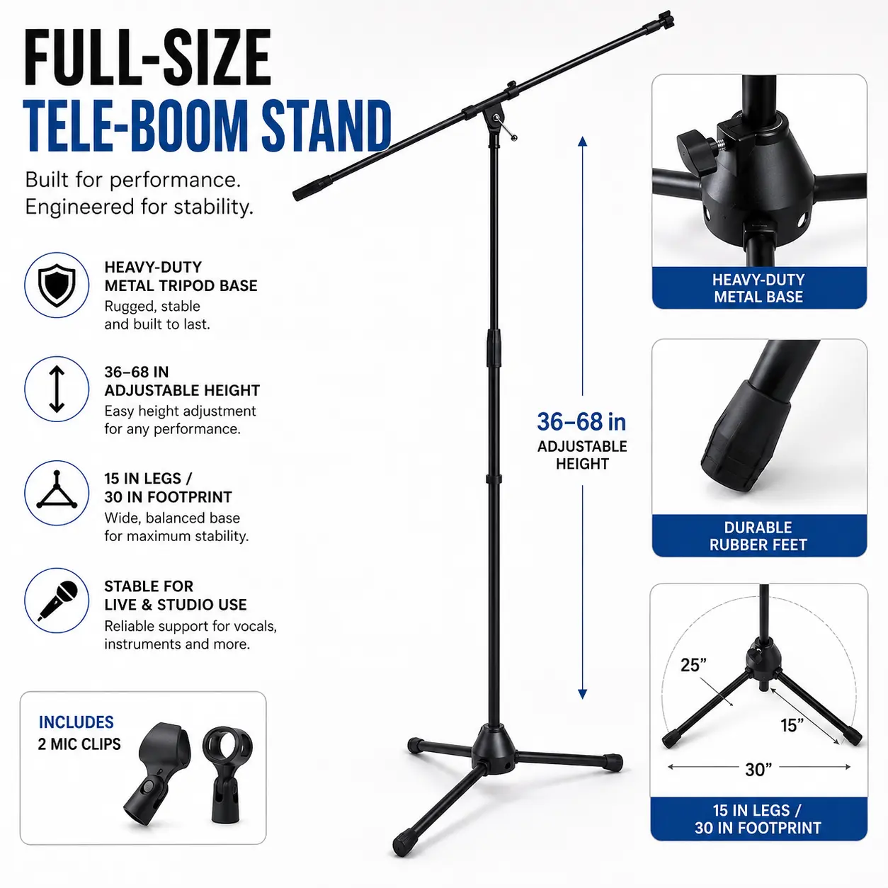 Adjustable Telescopic Microphone Stand
