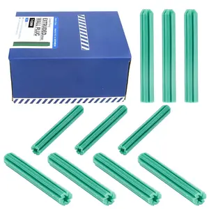 100 count 7mm (1/4") x 50mm Plastic Expansion Anchors, Heavy Duty Green PE Wall Plugs for Concrete, Brick, Drywall & Hollow Walls