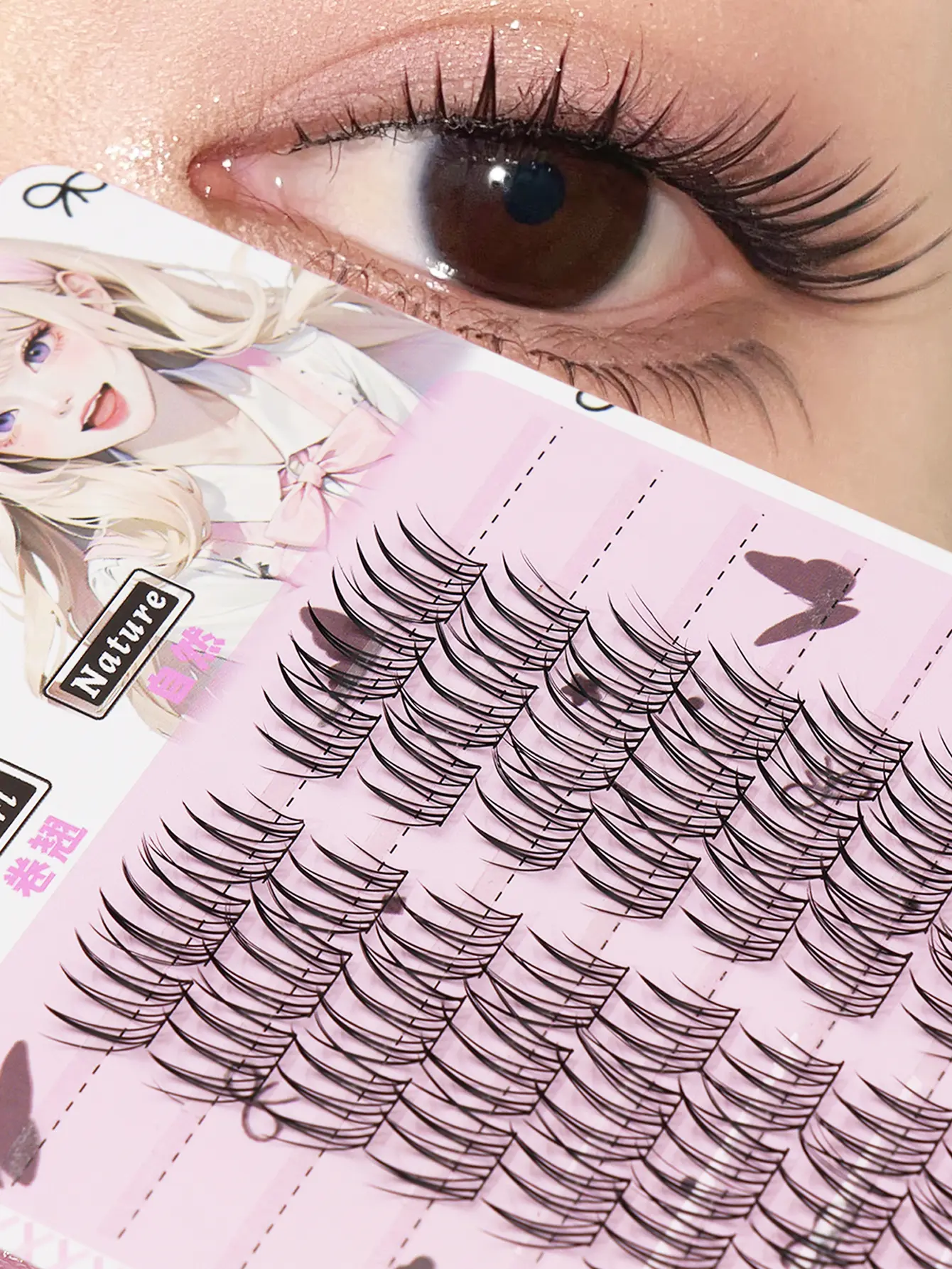 60 Clusters Korean Idol Group Natural False Eyelashes, Fluffy Messy Wispy 3D Mink Lashes,  Short Thick Extended Eye Makeup. Suitable for Daily, Work, Party, Night Club,  Reusable Individual Cluster Lashes, Natural Volume, Super Soft Makeup. Cosmetic