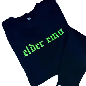 GREEN Elder Emo Embroidered Crewneck Long Sleeve Womenswear Embroidery Clothes
