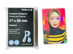 [57x88mm] Meowcafe Premium Holographic CPP Photocard Sleeve 100 Micron Thick - [Hologram Rainbow] (SR-01)