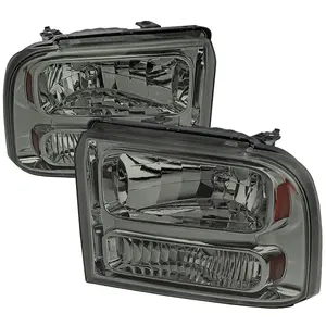 2005-2007 Ford F-250/F-350/F-450/F-550/Excursion Crystal Headlights (Chrome Housing/Somke Lens)