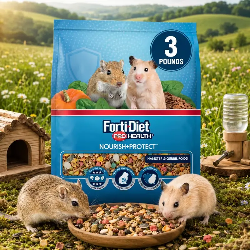 3LB Complete Feed Hamster & Gerbil Food, Universal Nutrient-Rich Formula with Digestive Aid & Immune Boost Support