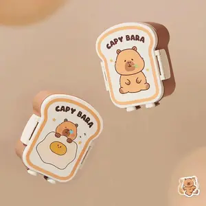 Cute Capybara Lunch Box Toast Shape Grid Meal Boxes Leak Proof Seal Crisper for Outdoor Picnic School