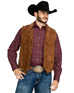 Scully Men's Leatherwear Southwestern Knit Back Suede Vest - 1045-81-Cin