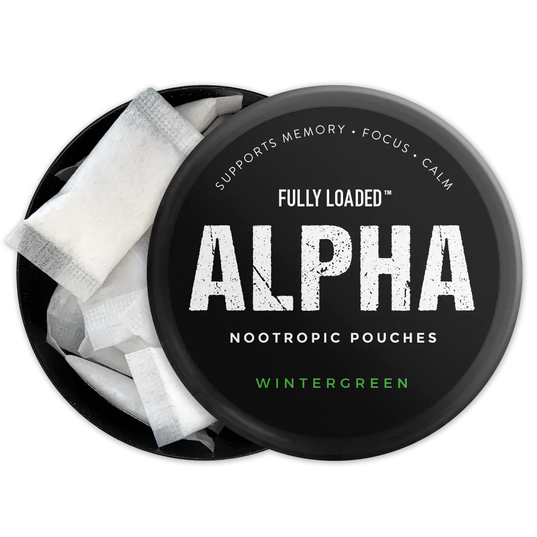 ALPHA Wintergreen Nootropic Pouches by Fully Loaded - Calm, Focus, Memory - Sugar Free Healthcare Edible