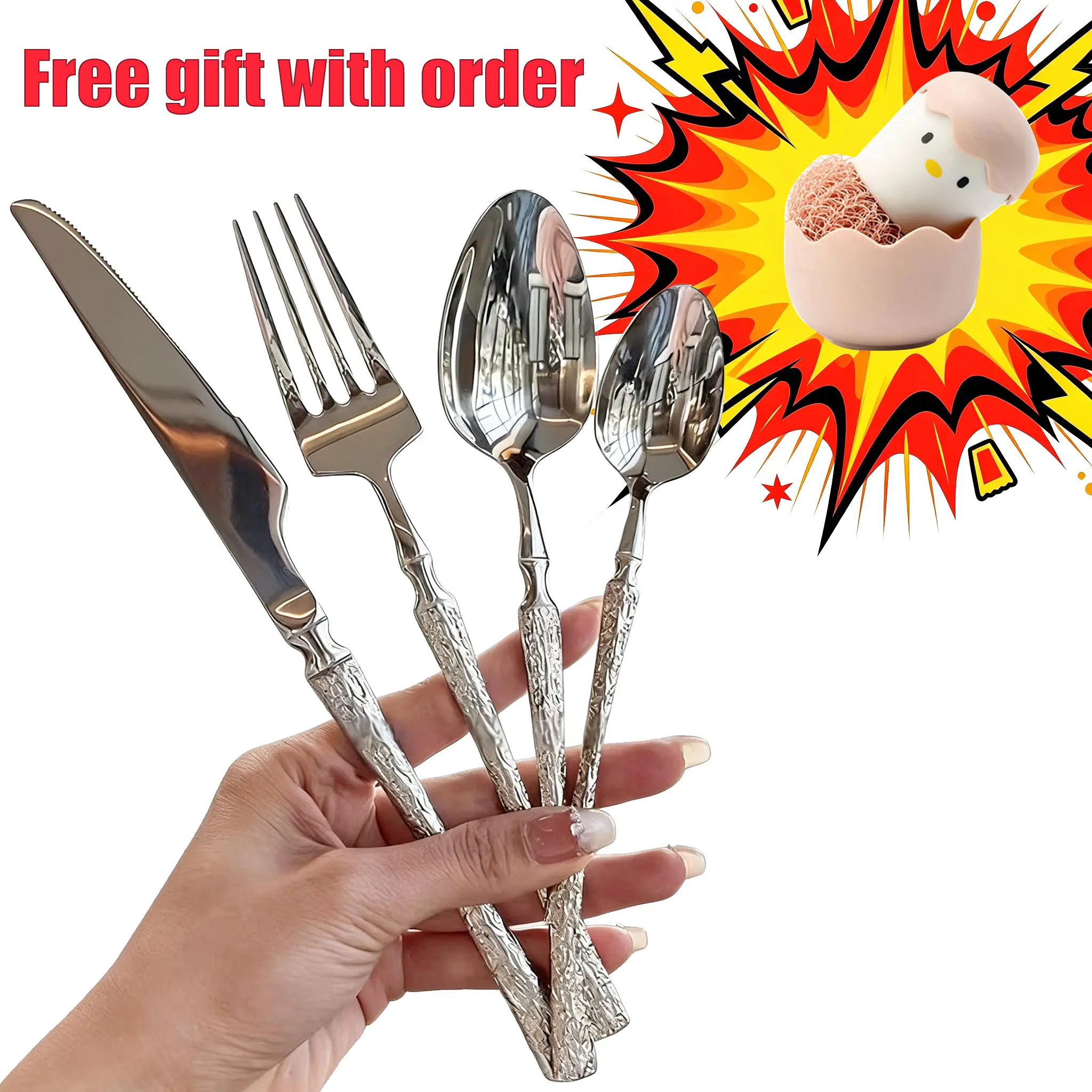 Free gift with order-Durable Stainless Steel 5-Piece Tableware Set – Ideal for Home, Restaurant, Romantic Meals & Premium Gifting Dinnerware Service Set Porcelain Dinnerware Set