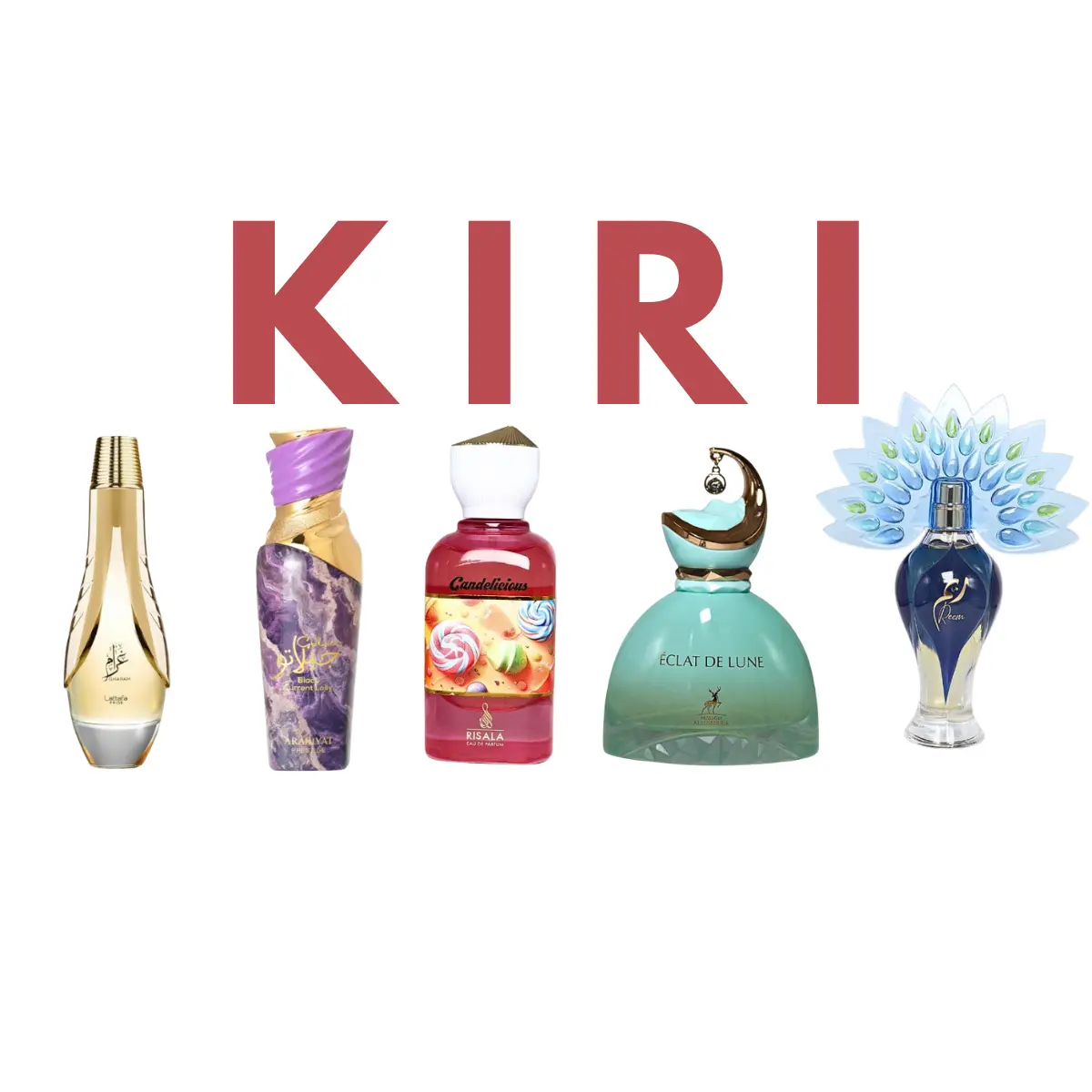 Kiri Combo - Lattafa Gharam, Risala Candelicious, Miason Alhambra Eclat De Lune, Arabiyat Presitige Gelato Blackcurrant Lolly , Asdaaf Reem  EDP 3.4FL.OZ