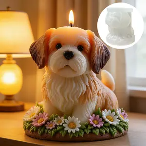 Cute Dog Shape Scented Candle Silicone Mold, DIY Labrador Puppy Mold, Resin Concrete Craft Mold, Holiday Gift Home Decor
