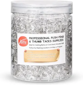 Push Pins 600 Count, Standard Clear Thumb Tacks Steel Point and Clear Plastic Head