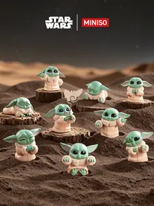 MINISO Star Wars Mandalorian Grogu Interactive Mystery Box Blind Box Figures, Delicate Modeling Unique Design, Perfect Room Decoration Daily Collection, Lovely Gift for Movie Enthusiasts Birthday Holiday Gift