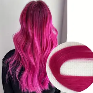 Wholesale 2025 Arrived 20-inch Pink Straight Tape-In Hair Extension, Brazilian Remy Human Hair, Seamless Skin Weft, Elegant Style for Women, Remy Hair