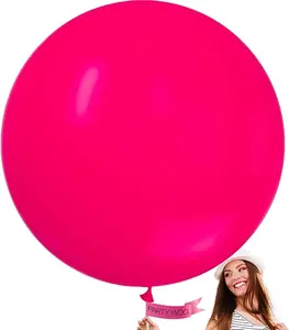 PartyWoo 4pcs 36-Inch Hot Pink Rubber Round Balloons, Magenta Fuchsia Party Supplies for Baby Shower, Wedding Decorations (Pink-Y12)