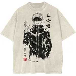 Satoru Gojo Jujutsu Kaisen Anime Streetwear Vintage Graphic Tee Size S- 3XL, Menswear Top, Womenswear Top - Streetwear Tshirt Round Neck