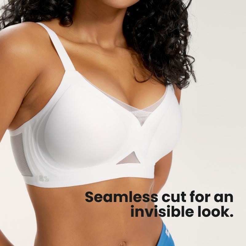 Bodytips Mesh Breathable 3/4 Cup V Neck Wireless Bra Lightweight Soft Fit Support Seamless Design Smooth Finish Bra Popular Underwear Versatile Bra For Daily Wear Work Office Home Lounge Casual Outfit Light Sports All Day Use Natural Feel Flexible Fit