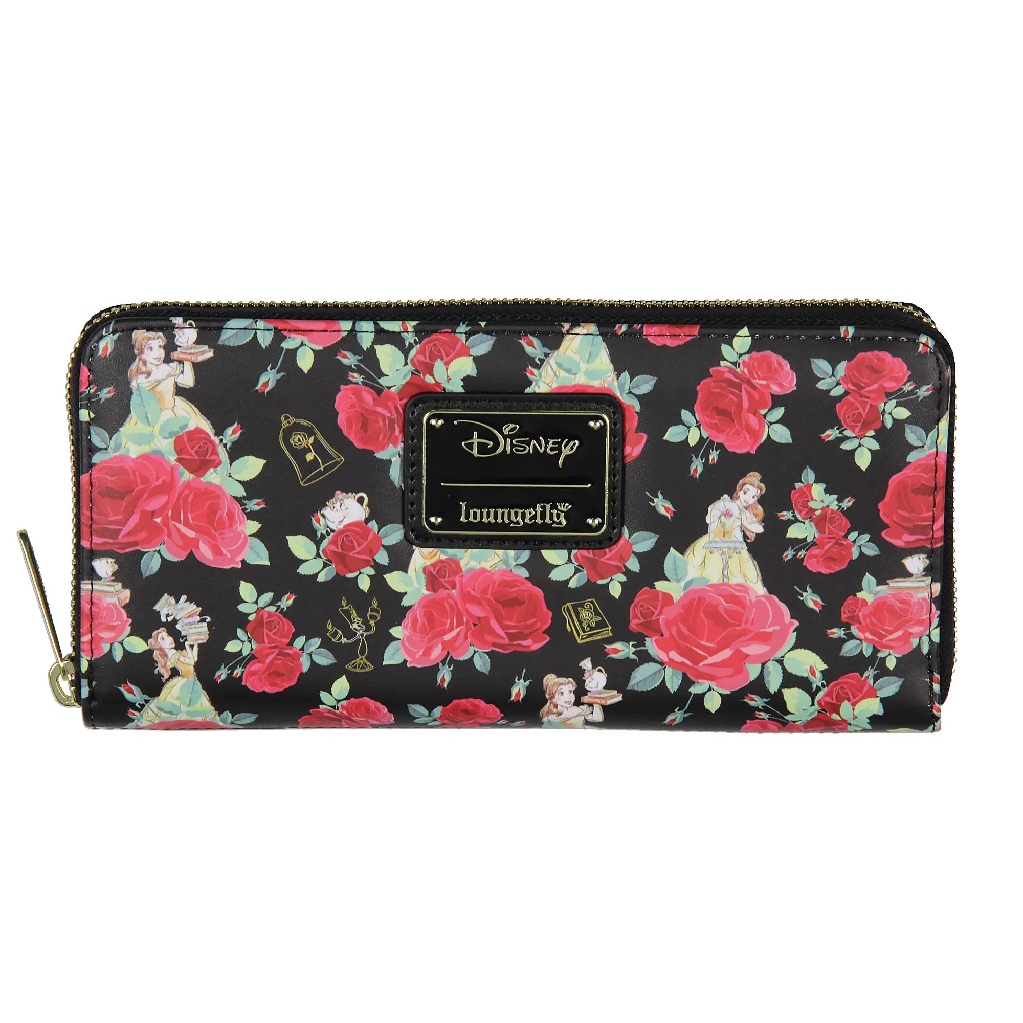 Loungefly Disney Beauty And The Beast Flowers And Friends Zip Around Wallet, Purse Wallet, Zipper Wallet Design
