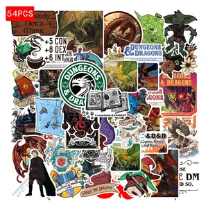54 Pieces Dungeon & Dragons Waterproof Stickers, Car Water Bottle Luggage Phone Laptop Decals, Durable Printed Adhesives