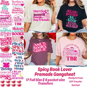 Spicy Book Lover DTF Gang Sheet - Adult & 8 Pocket Prints, Smut Reader DTF Gang Sheet, Book Lover Transfers, Spicy Book Transfer